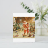 トナカイの馬小屋のサンタクロースそして彼の小妖精や小人 シーズンポストカード (スタンド正面)