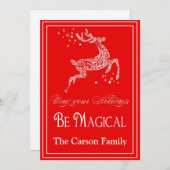 トナカイの魔法のクリスマスカード-休日カード シーズンカード (正面/裏面)