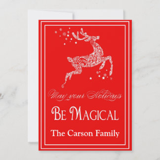 トナカイの魔法のクリスマスカード-休日カード シーズンカード