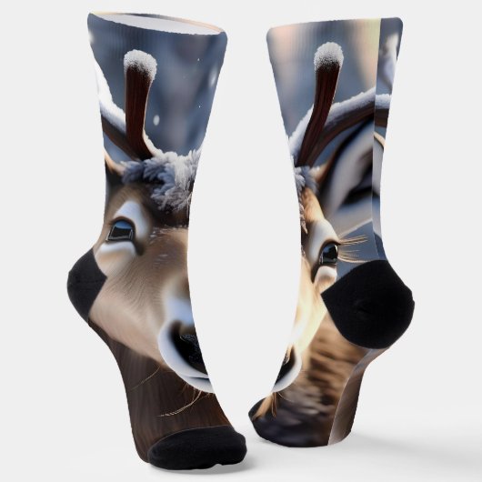 トナカイの魔法：サンタのロイヤルコンパニオンのクローズアップ ソックス (傾斜あり)