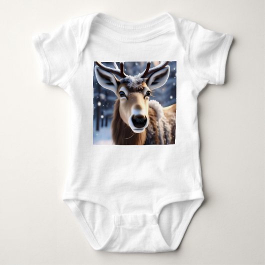 トナカイの魔法：サンタのロイヤルコンパニオンのクローズアップ ベビーボディスーツ (正面)