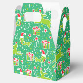 トナカイの鳥の緑の赤いクリスマスパターンのギフトボックス フェイバーボックス (オープン)