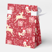 トナカイの鳥の赤い白いクリスマスギフトボックス フェイバーボックス (裏面サイド)