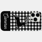 トナカイの黒白ボックス柄 カスタムネーム Case-Mate iPhoneケース (裏面 (横))