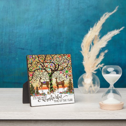 トナカイの1年の素晴らしい時お洒落間 フォトプラーク (インサイチュ)