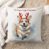 トナカイの〔雄ジカの〕枝角が舞うクリスマスコルギ クッション (ブランケット)