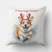 トナカイの〔雄ジカの〕枝角が舞うクリスマスコルギ クッション (正面)