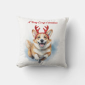 トナカイの〔雄ジカの〕枝角が舞うクリスマスコルギ クッション (正面)
