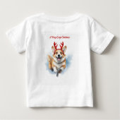 トナカイの〔雄ジカの〕枝角が舞うクリスマスコルギ ベビーTシャツ (裏面)