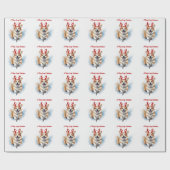 トナカイの〔雄ジカの〕枝角が舞うクリスマスコルギ ラッピングペーパー (フラット)