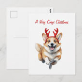 トナカイの〔雄ジカの〕枝角でクリスマスコルギをパーソナライズ ポストカード (正面/裏面)
