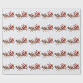 トナカイの〔雄ジカの〕枝角を着た馬とサンタクロース ラッピングペーパー (フラット)