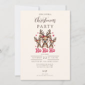 トナカイの Ho Ho Ho クリスマス 招待状 (正面)
