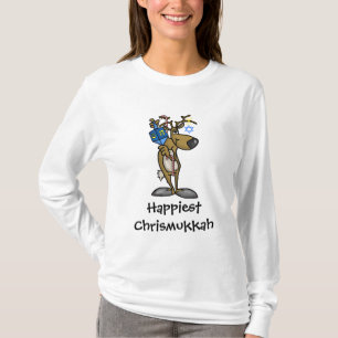 トナカイのChrismukkahのユダヤ人のTシャツ Tシャツ