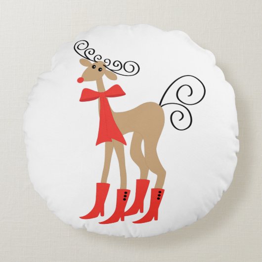 トナカイは休日のクリスマスを追い出します ラウンドクッション (正面)