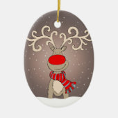 トナカイは雪の灰色のオーナメント セラミックオーナメント (正面)