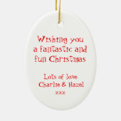 トナカイは雪の灰色のオーナメント セラミックオーナメント (裏面)