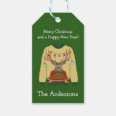 トナカイもつれたライト醜いクリスマスセーター ギフトタグ (正面)