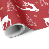 トナカイよくはしゃぐと木の包み紙 ラッピングペーパー (ロールコーナー)