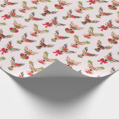 トナカイをフィーチャーしたコケ名門私立校風のットのクリスマス ラッピングペーパー (角)