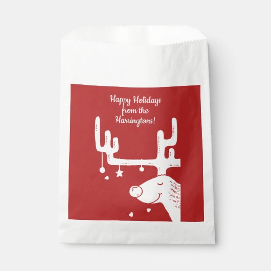 トナカイイラストレーションカスタム文字優先バッグ フェイバーバッグ (正面)