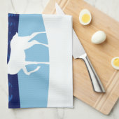 トナカイイラストレーション名前をカスタムするキッチンタオル キッチンタオル (四つ折り)