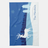 トナカイイラストレーション名前をカスタムするキッチンタオル キッチンタオル (縦)