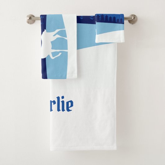 トナカイイラストレーション名前をカスタムするタオルセット バスタオルセット (インサイチュ)