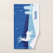 トナカイイラストレーション名前をカスタムするタオルセット バスタオルセット (ハンドタオル)