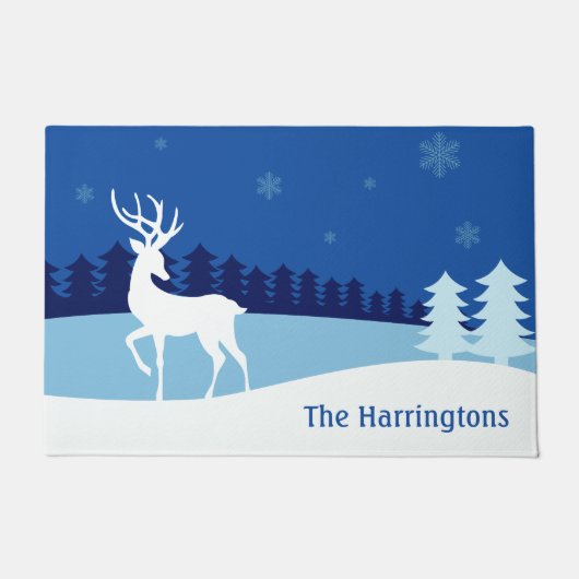トナカイイラストレーション名前をカスタムするドアマット ドアマット (正面)