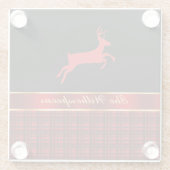 トナカイエレガントと赤いリボンを持つバッファローのプレイド ガラスコースター (裏面)