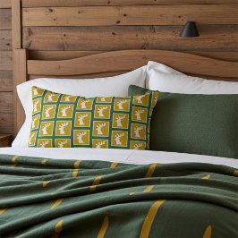 トナカイエレガントの頭のパターン黄金と緑 ランバークッション