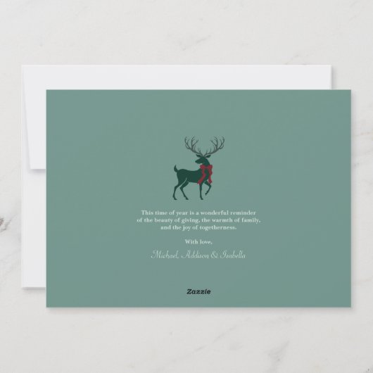 トナカイエレガントアーチフォトクリスマスカード シーズンカード (裏面)