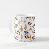 トナカイエレガントア、スノーフレーク、クリスマスパターン コーヒーマグカップ (正面左)