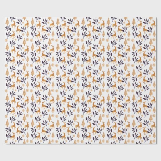 トナカイエレガントア、スノーフレーク、クリスマスパターン ラッピングペーパー (フラット)