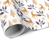 トナカイエレガントア、スノーフレーク、クリスマスパターン ラッピングペーパー (ロールコーナー)