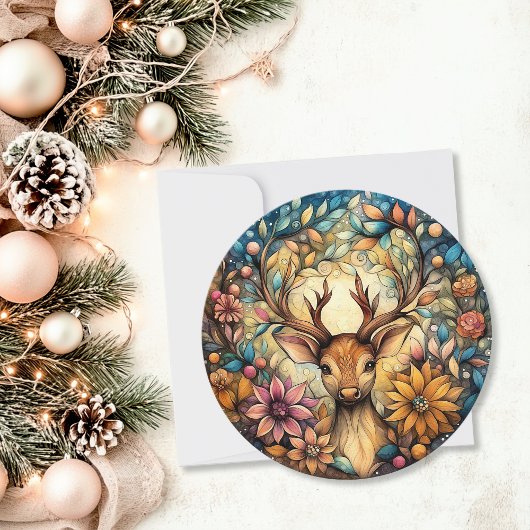 トナカイエレガントカスタマイズ可能ラウンド シーズンカード