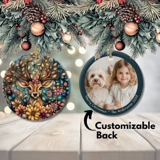 トナカイエレガントクリスマスのカスタマイズ セラミックオーナメント