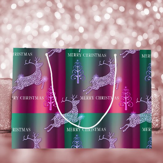 トナカイエレガントクリスマス ラージペーパーバッグ