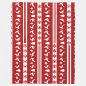 トナカイエレガントズスノーフレークスライン大 フリースブランケット (正面)