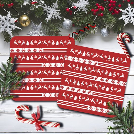 トナカイエレガントズスノーフレークスライン スクエアペーパーコースター