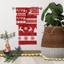 トナカイエレガントズスノーフレークスライン バスタオルセット