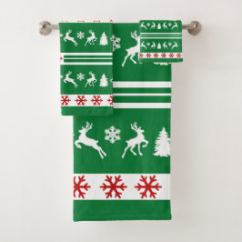 トナカイエレガントズスノーフレークスライン バスタオルセット