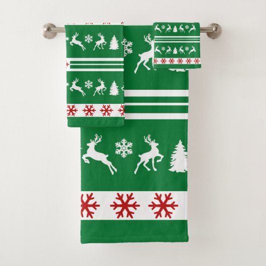 トナカイエレガントズスノーフレークスライン バスタオルセット (インサイチュ)