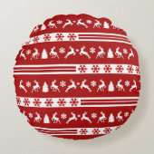 トナカイエレガントズスノーフレークスライン ラウンドクッション (正面)