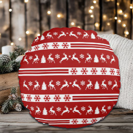 トナカイエレガントズスノーフレークスライン ラウンドクッション