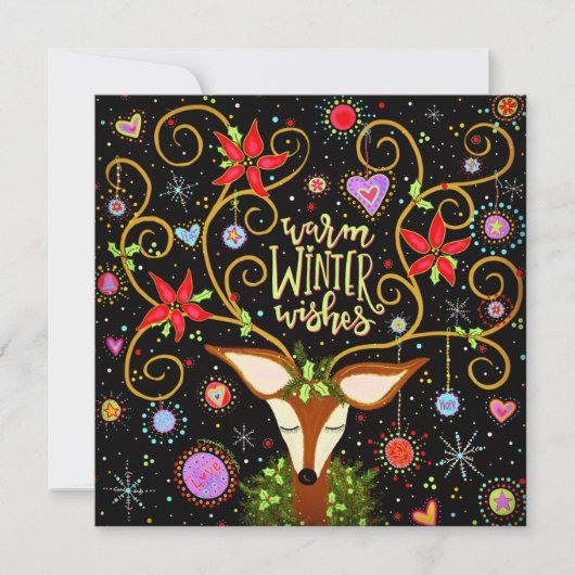 トナカイエレガントフローラのクリスマスウィッシュ シーズンカード (正面)
