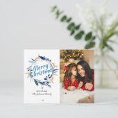 トナカイエレガントフローラクリスマスリース写真 シーズンポストカード (スタンド正面)