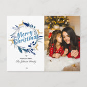 トナカイエレガントフローラクリスマスリース写真 シーズンポストカード (正面)