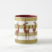 トナカイエレガントヴィンテージ金ゴールドと白ストライプの色 マグカップ (中央)